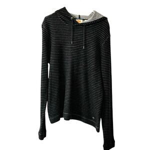 Hugo Boss Orange Label Gray and Black Stripe Pullover Hoodie Sweater Mens XL